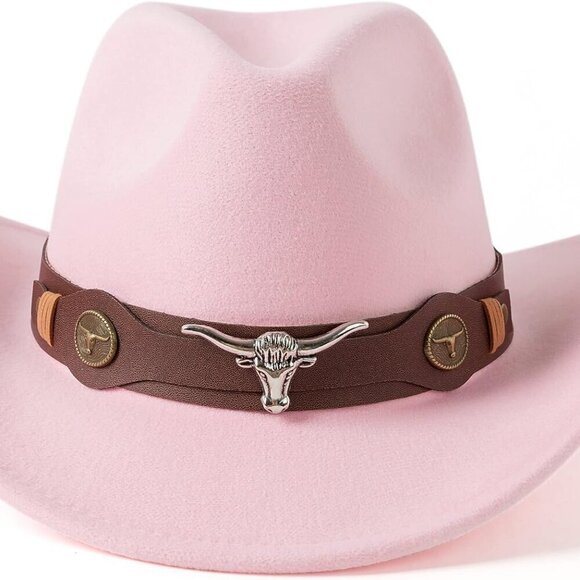 Accessories - Classic Womens Western Cowboy Cowgirl Hats with Wide Belt